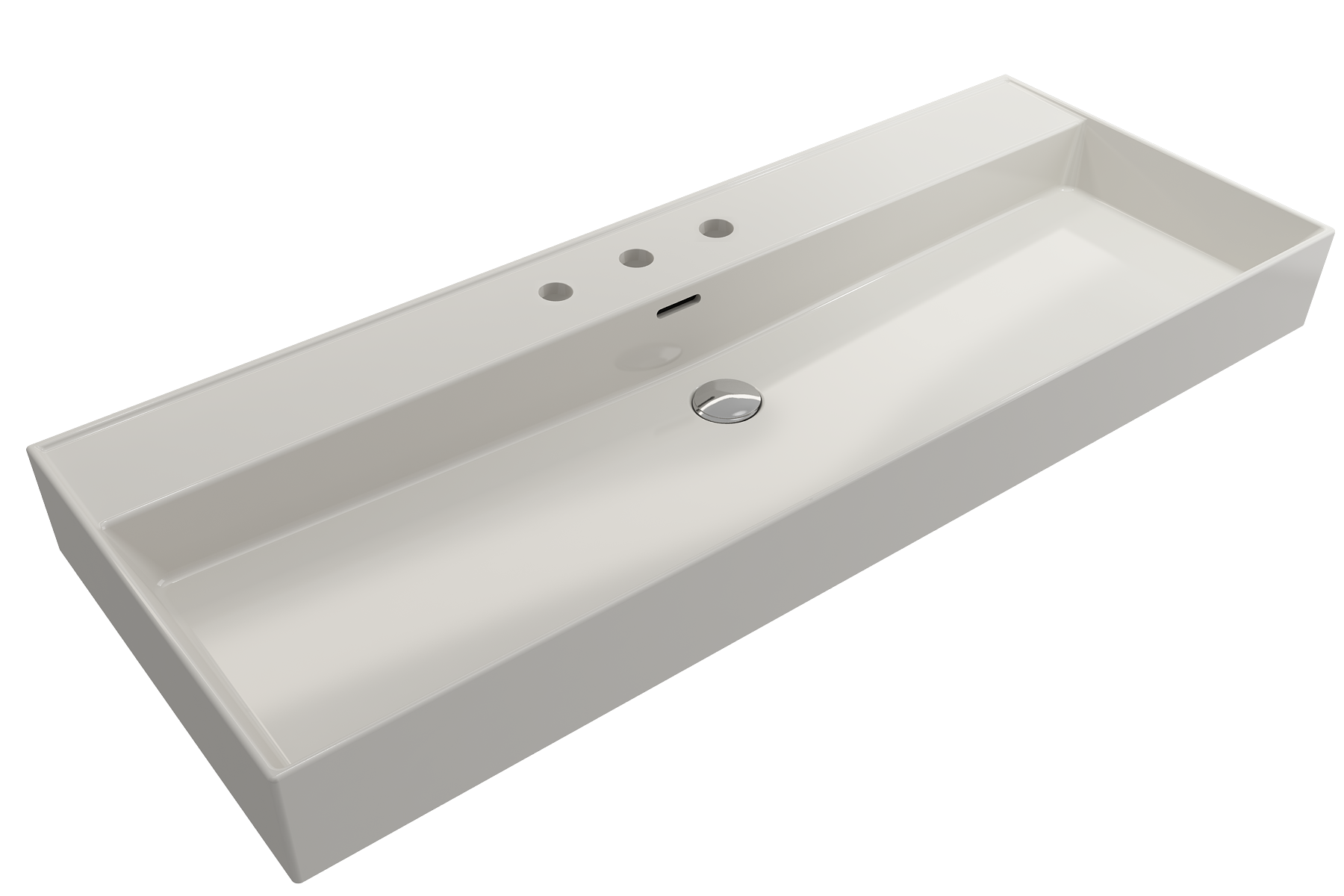 BOCCHI Milano 48" Rectangle Wallmount Fireclay Bathroom Sink, Biscuit, 3 Faucet Hole, 1394-014-0127
