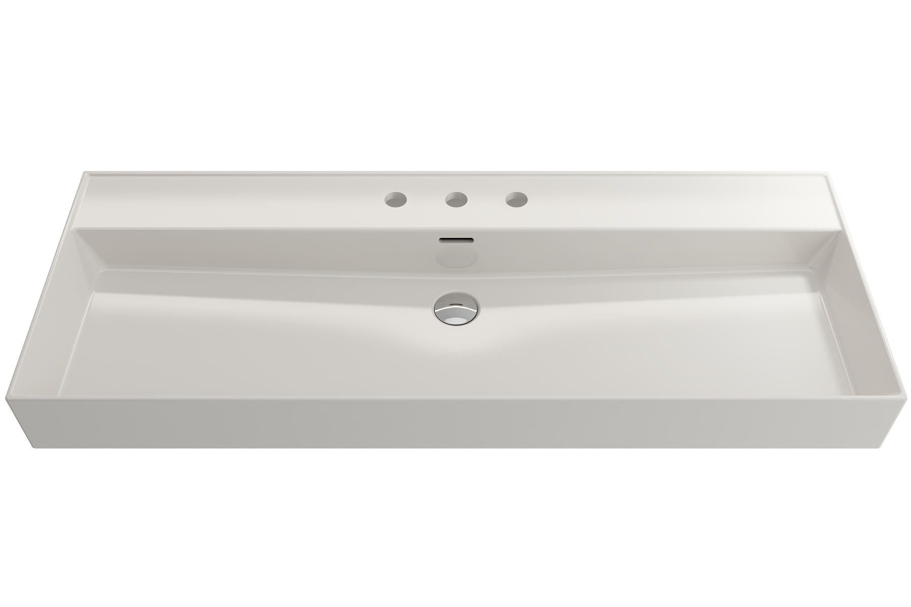 BOCCHI Milano 48" Rectangle Wallmount Fireclay Bathroom Sink, Biscuit, 3 Faucet Hole, 1394-014-0127
