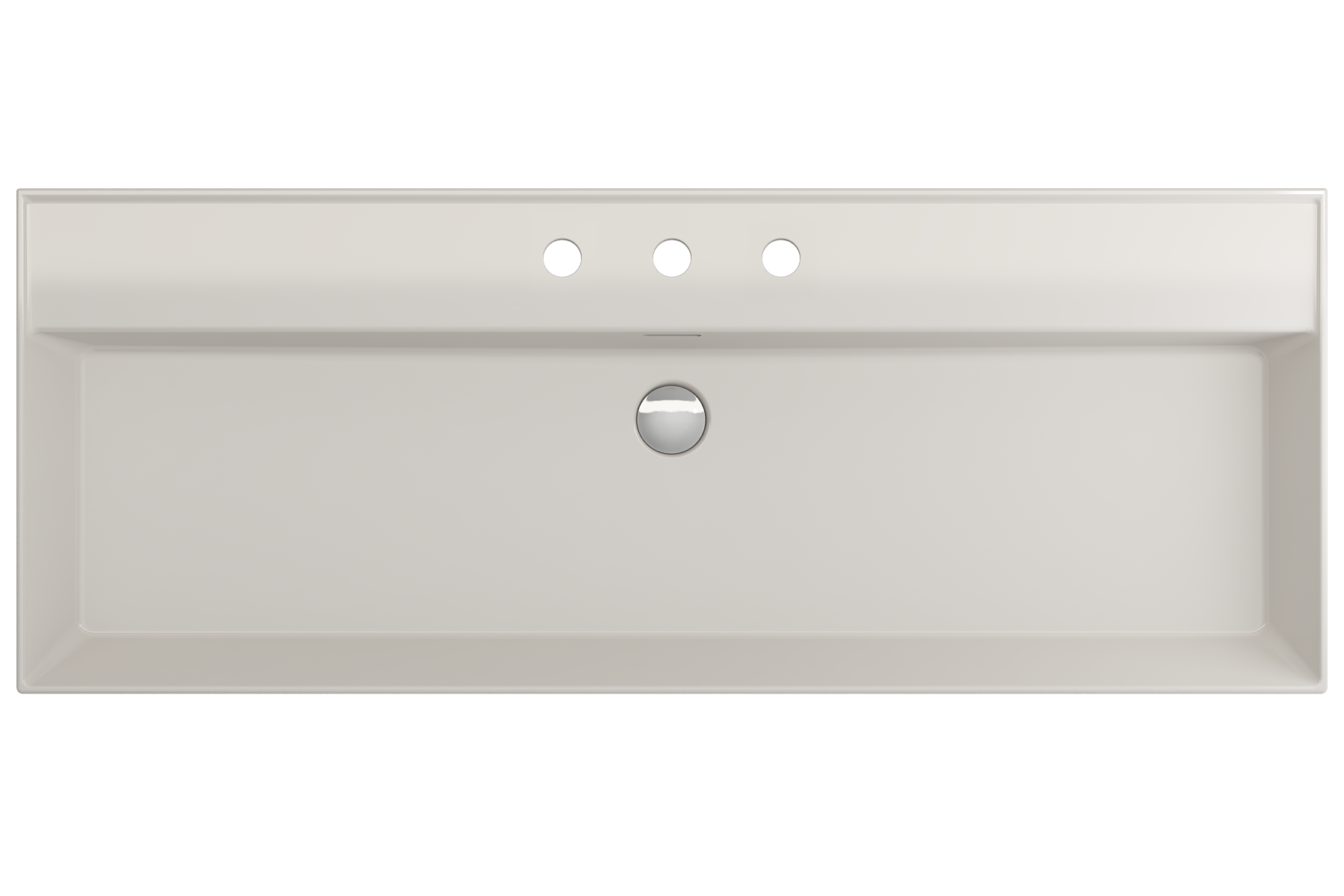 BOCCHI Milano 48" Rectangle Wallmount Fireclay Bathroom Sink, Biscuit, 3 Faucet Hole, 1394-014-0127
