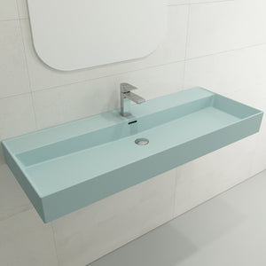 Alternate Image for BOCCHI Milano 48" Rectangle Wallmount Fireclay Bathroom Sink, Matte Ice Blue, Single Faucet Hole, 1394-029-0126