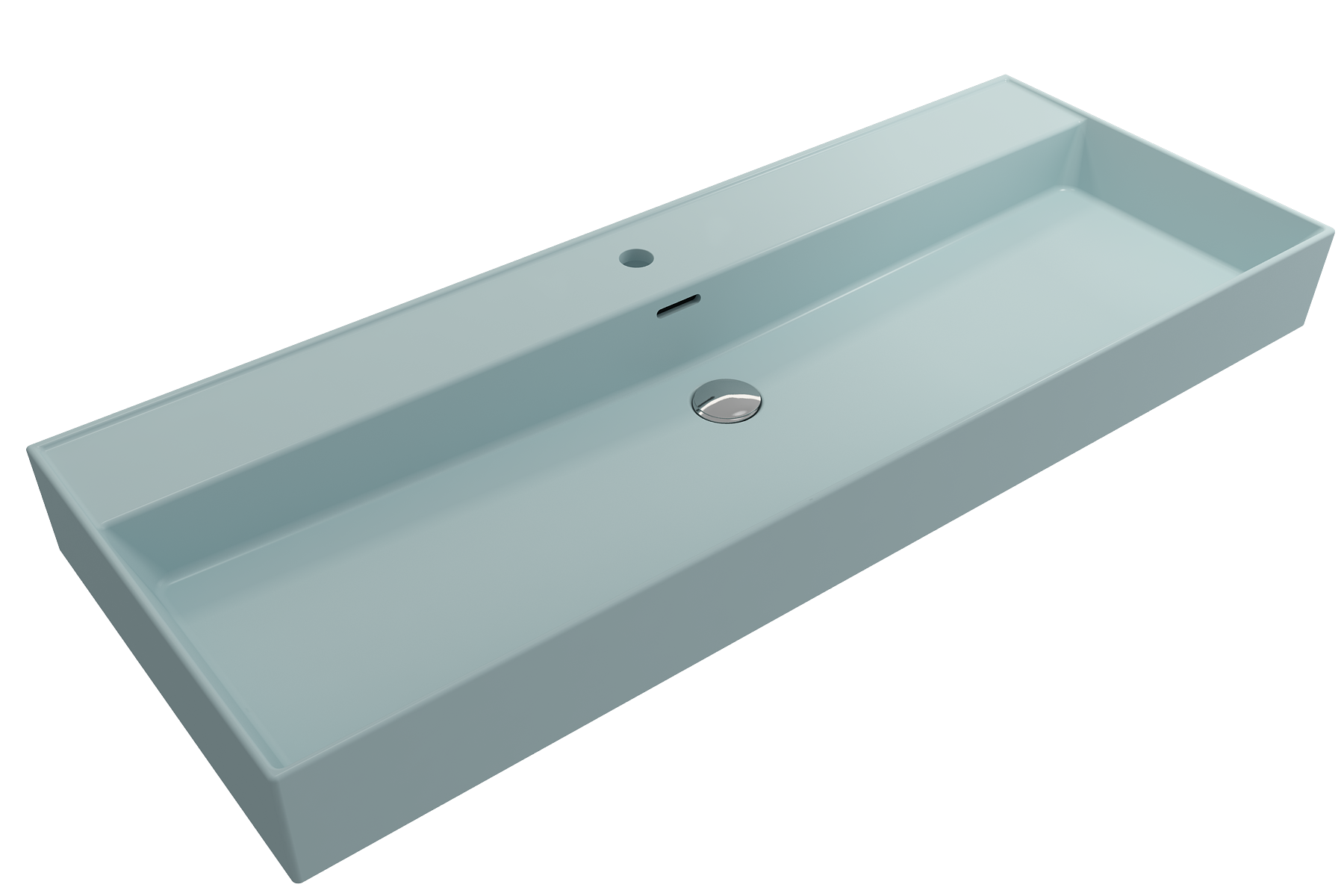 BOCCHI Milano 48" Rectangle Wallmount Fireclay Bathroom Sink, Matte Ice Blue, Single Faucet Hole, 1394-029-0126