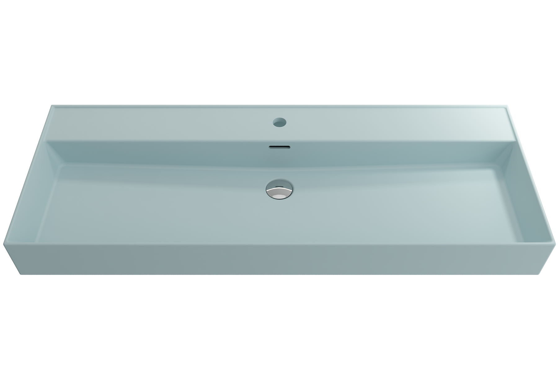 BOCCHI Milano 48" Rectangle Wallmount Fireclay Bathroom Sink, Matte Ice Blue, Single Faucet Hole, 1394-029-0126