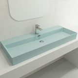 BOCCHI Milano 48" Rectangle Wallmount Fireclay Bathroom Sink, Matte Ice Blue, Single Faucet Hole, 1394-029-0126