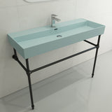 BOCCHI Milano 48" Rectangle Wallmount Fireclay Bathroom Sink, Matte Ice Blue, Single Faucet Hole, 1394-029-0126