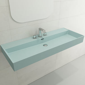 Alternate Image for BOCCHI Milano 48" Rectangle Wallmount Fireclay Bathroom Sink, Matte Ice Blue, 3 Faucet Hole, 1394-029-0127