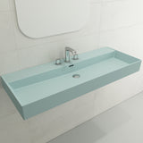 BOCCHI Milano 48" Rectangle Wallmount Fireclay Bathroom Sink, Matte Ice Blue, 3 Faucet Hole, 1394-029-0127