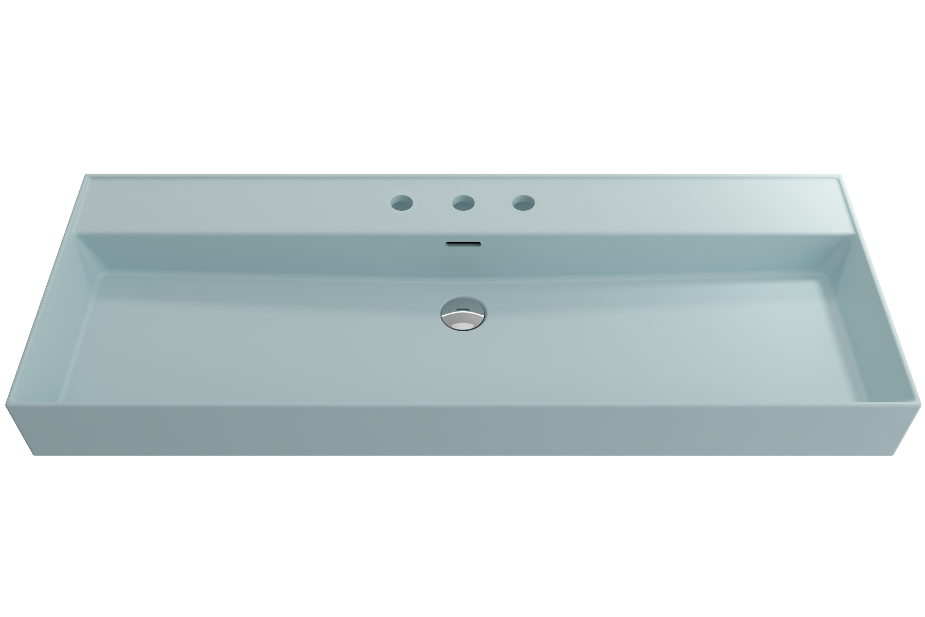 BOCCHI Milano 48" Rectangle Wallmount Fireclay Bathroom Sink, Matte Ice Blue, 3 Faucet Hole, 1394-029-0127