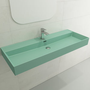 Alternate Image for BOCCHI Milano 48" Rectangle Wallmount Fireclay Bathroom Sink, Matte Mint Green, Single Faucet Hole, 1394-033-0126