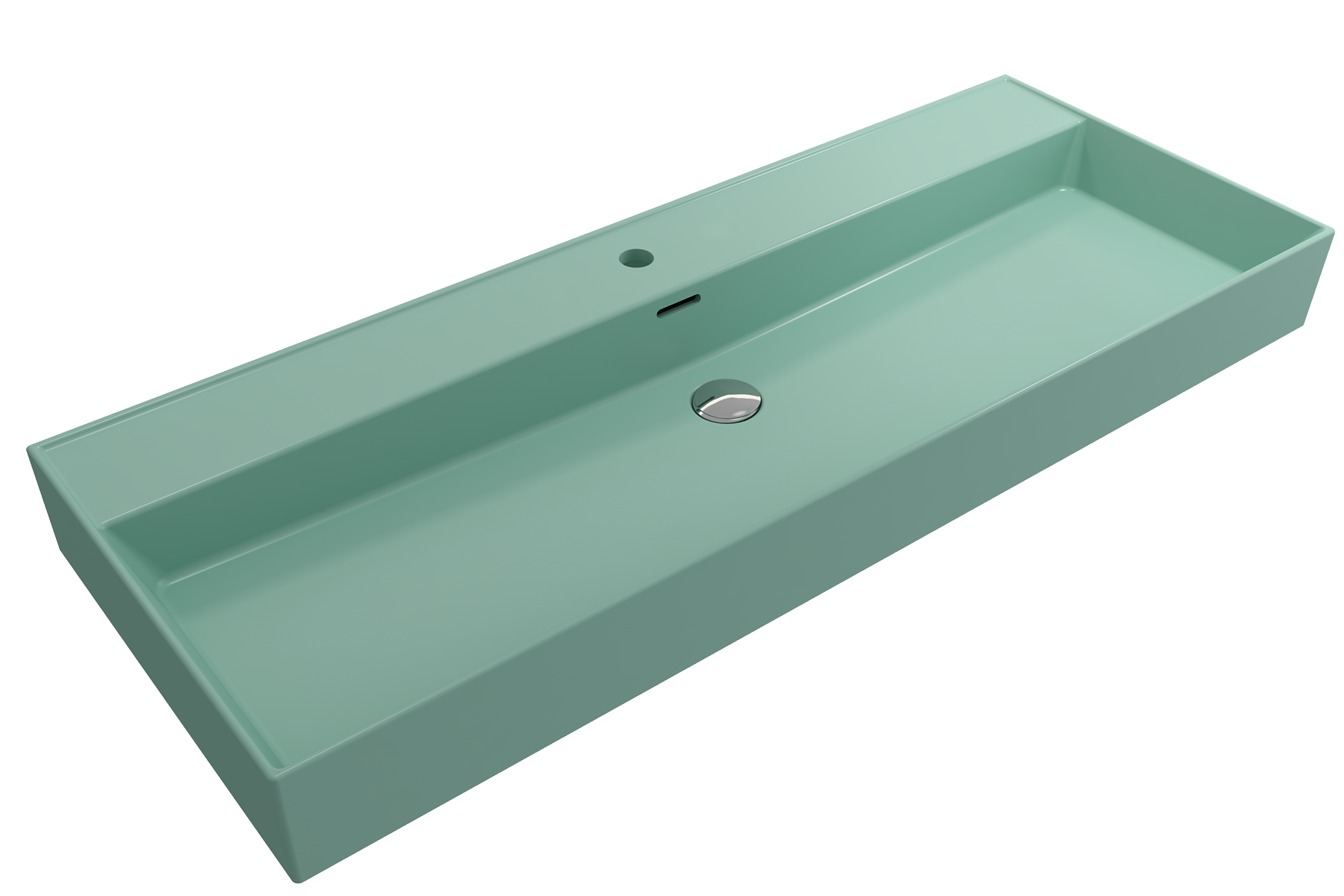 BOCCHI Milano 48" Rectangle Wallmount Fireclay Bathroom Sink, Matte Mint Green, Single Faucet Hole, 1394-033-0126