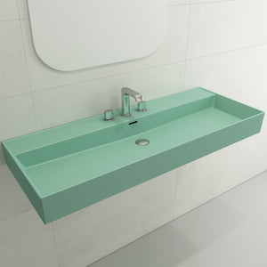 Alternate Image for BOCCHI Milano 48" Rectangle Wallmount Fireclay Bathroom Sink, Matte Mint Green, 3 Faucet Hole, 1394-033-0127