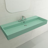 BOCCHI Milano 48" Rectangle Wallmount Fireclay Bathroom Sink, Matte Mint Green, 3 Faucet Hole, 1394-033-0127