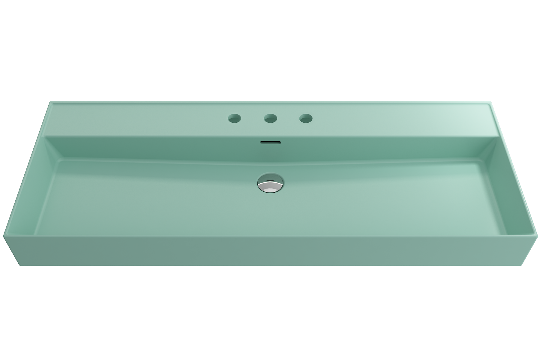 BOCCHI Milano 48" Rectangle Wallmount Fireclay Bathroom Sink, Matte Mint Green, 3 Faucet Hole, 1394-033-0127