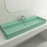 BOCCHI Milano 48" Rectangle Wallmount Fireclay Bathroom Sink, Matte Mint Green, 3 Faucet Hole, 1394-033-0127