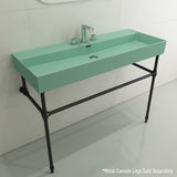 BOCCHI Milano 48" Rectangle Wallmount Fireclay Bathroom Sink, Matte Mint Green, 3 Faucet Hole, 1394-033-0127