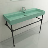 BOCCHI Milano 48" Rectangle Wallmount Fireclay Bathroom Sink, Matte Mint Green, 3 Faucet Hole, 1394-033-0127