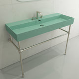 BOCCHI Milano 48" Rectangle Wallmount Fireclay Bathroom Sink, Matte Mint Green, 3 Faucet Hole, 1394-033-0127