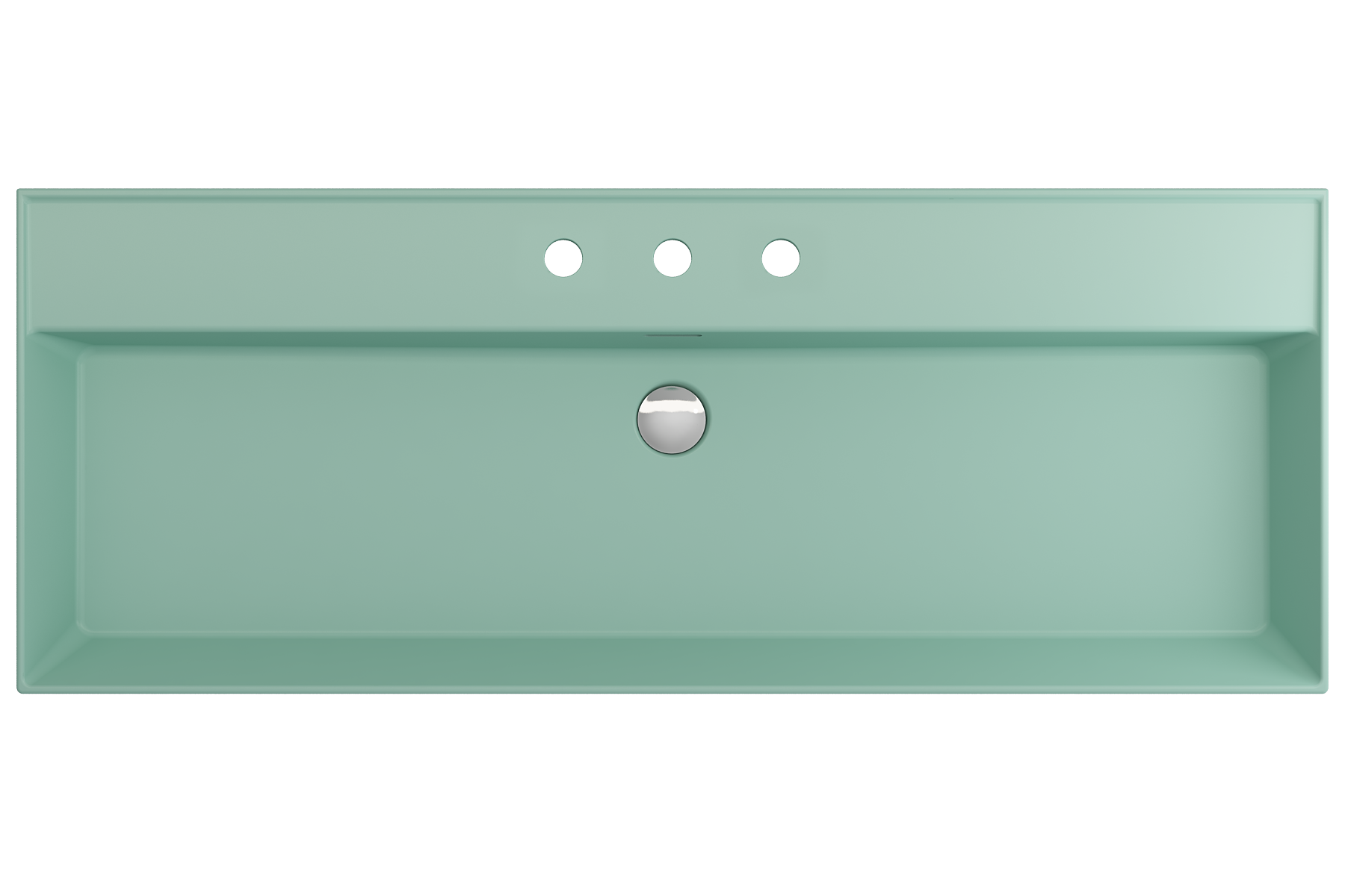 BOCCHI Milano 48" Rectangle Wallmount Fireclay Bathroom Sink, Matte Mint Green, 3 Faucet Hole, 1394-033-0127