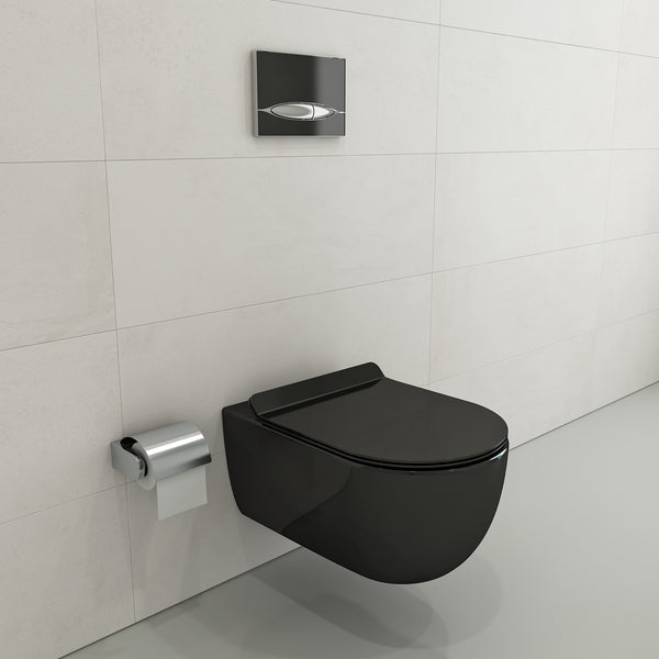 BOCCHI Vettore Wall-Hung Toilet Bowl in Black, 1416-005-0129