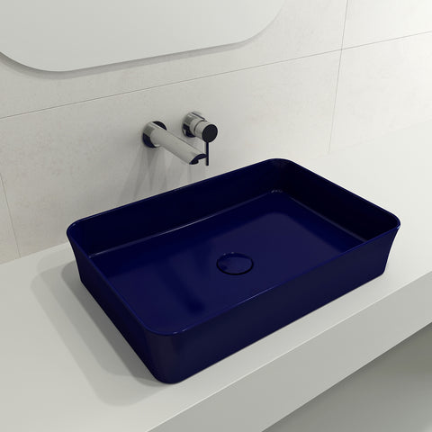 BOCCHI Sottile 22" Rectangle Vessel Fireclay Bathroom Sink, Sapphire Blue, 1476-010-0125