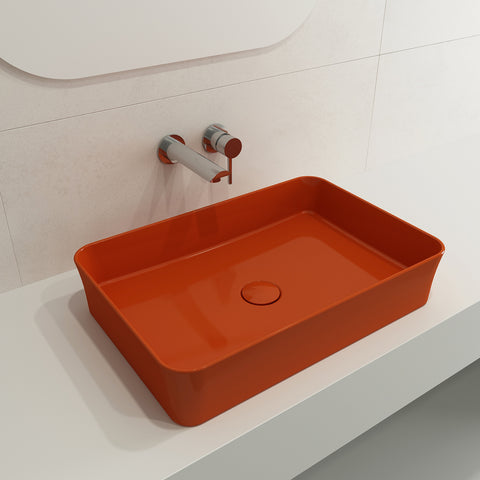 BOCCHI Sottile 22" Rectangle Vessel Fireclay Bathroom Sink, Orange, 1476-012-0125