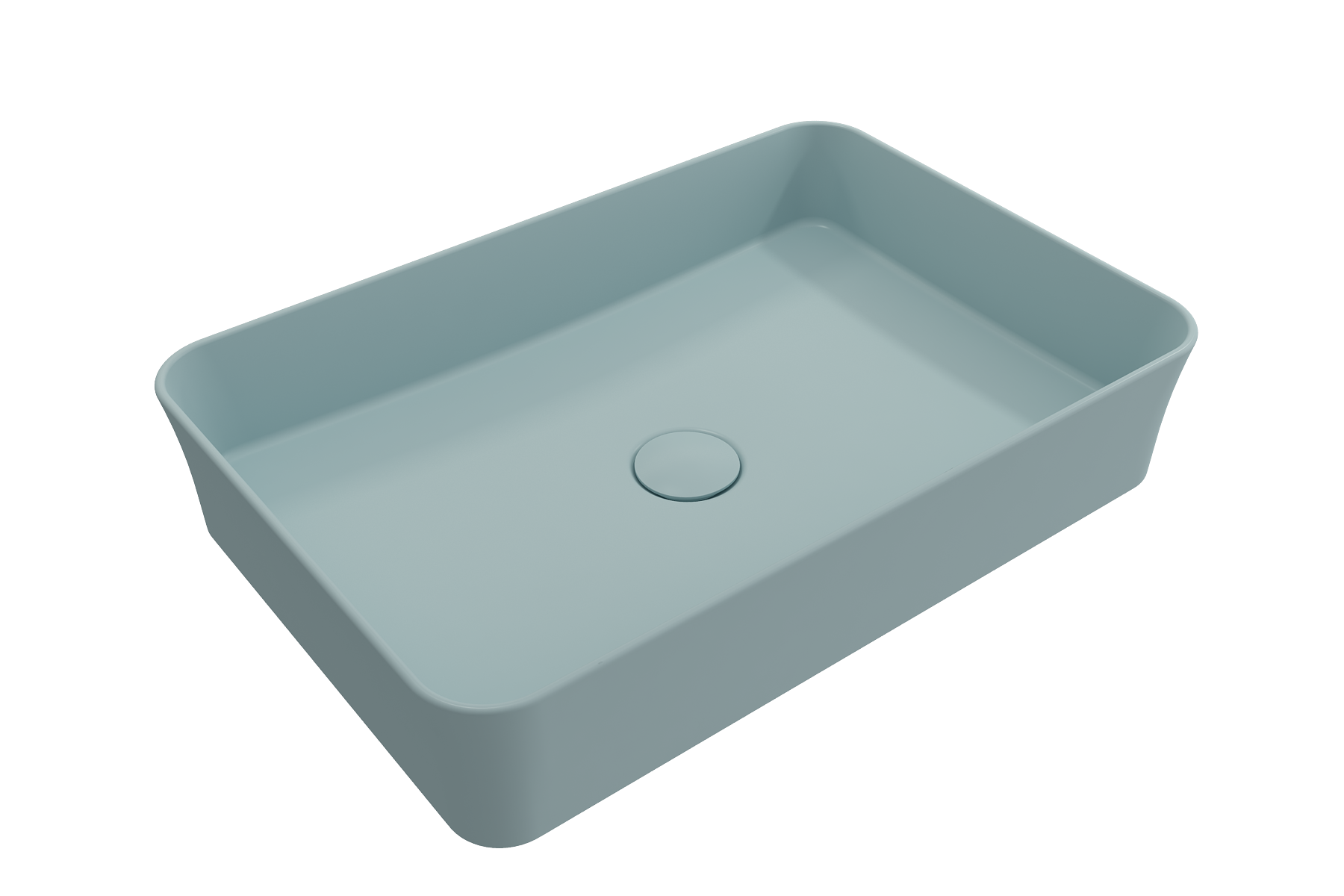 BOCCHI Sottile 22" Rectangle Vessel Fireclay Bathroom Sink, Matte Ice Blue, 1476-029-0125