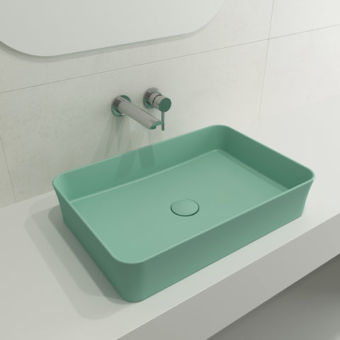 BOCCHI Sottile 22" Rectangle Vessel Fireclay Bathroom Sink, Matte Mint Green, 1476-033-0125