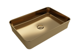 BOCCHI Sottile 22" Rectangle Vessel Fireclay Bathroom Sink, Matte Gold, 1476-403-0125