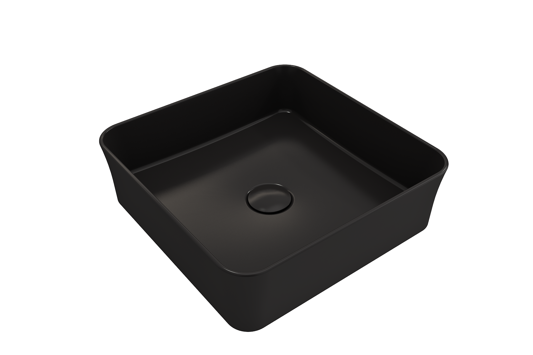 BOCCHI Sottile 15" Square Vessel Fireclay Bathroom Sink, Matte Black, 1477-004-0125