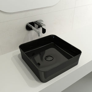 Alternate Image for BOCCHI Sottile 15" Square Vessel Fireclay Bathroom Sink, Black, 1477-005-0125