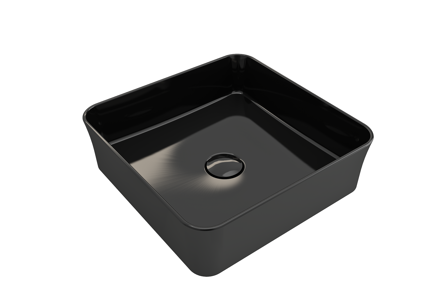 BOCCHI Sottile 15" Square Vessel Fireclay Bathroom Sink, Black, 1477-005-0125