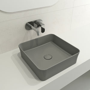 Alternate Image for BOCCHI Sottile 15" Square Vessel Fireclay Bathroom Sink, Matte Gray, 1477-006-0125