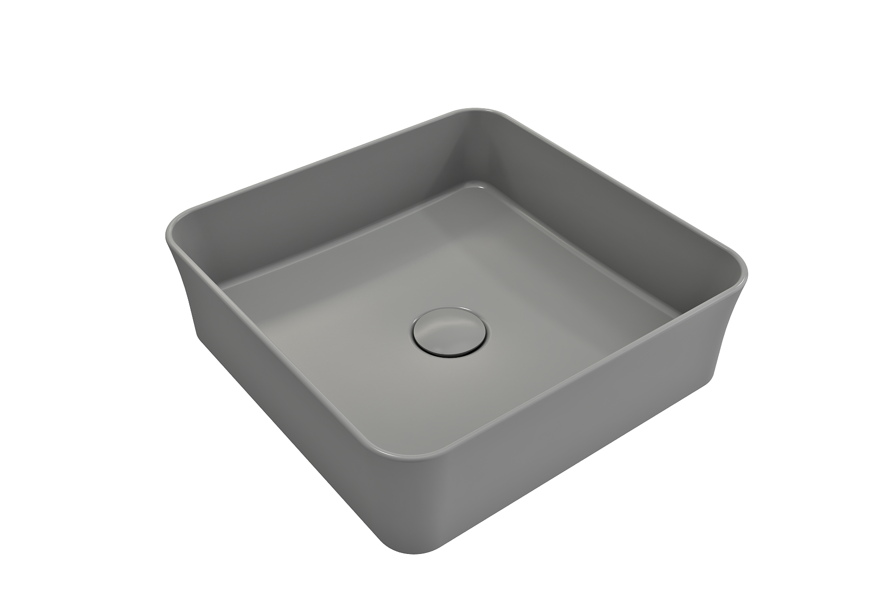 BOCCHI Sottile 15" Square Vessel Fireclay Bathroom Sink, Matte Gray, 1477-006-0125