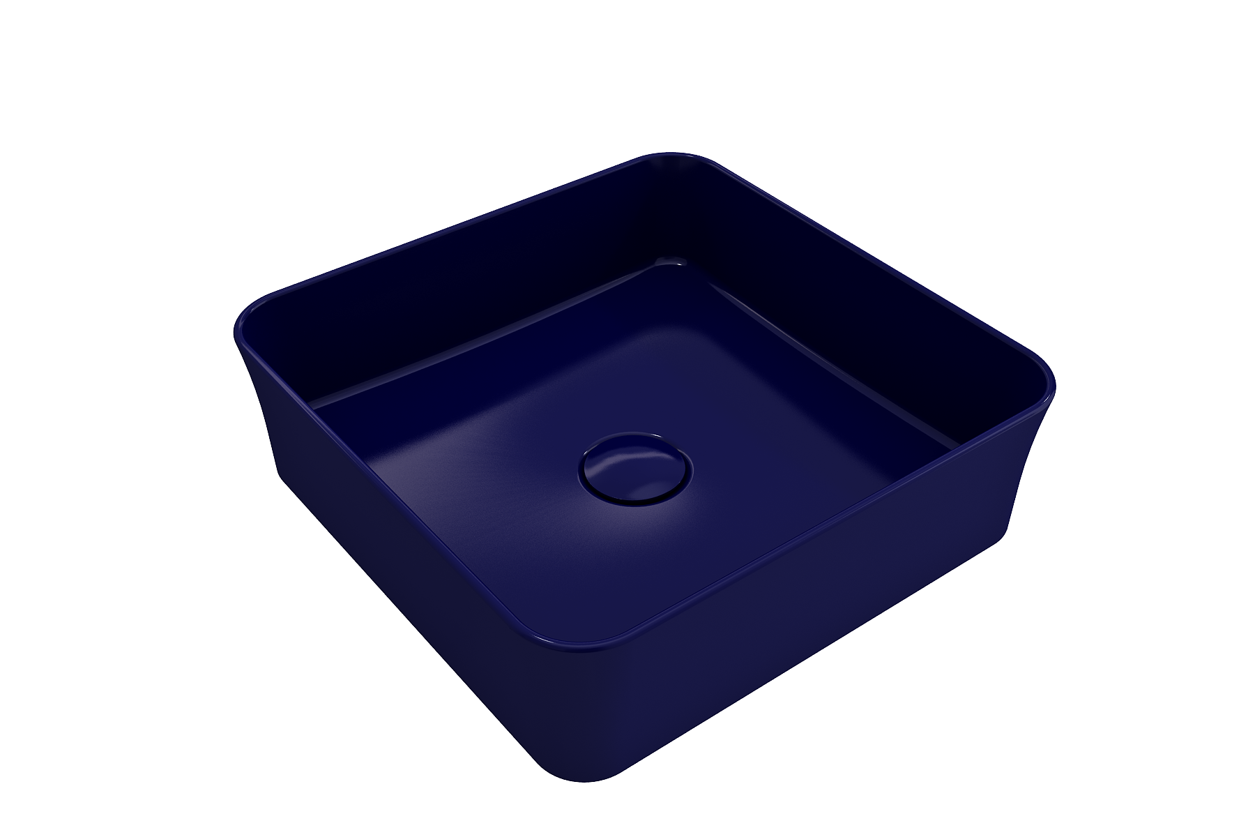 BOCCHI Sottile 15" Square Vessel Fireclay Bathroom Sink, Sapphire Blue, 1477-010-0125