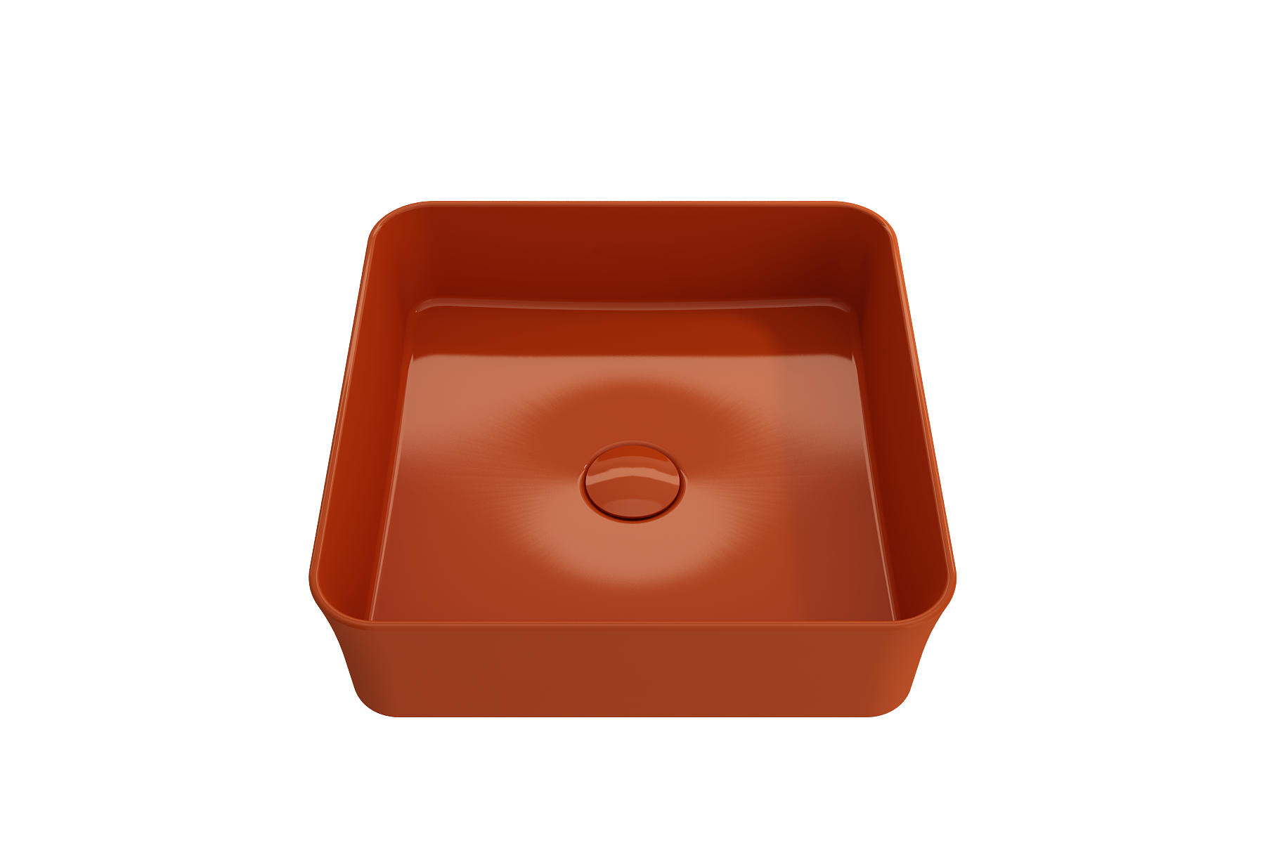 BOCCHI Sottile 15" Square Vessel Fireclay Bathroom Sink, Orange, 1477-012-0125