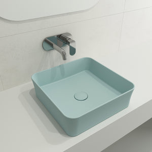 Alternate Image for BOCCHI Sottile 15" Square Vessel Fireclay Bathroom Sink, Matte Ice Blue, 1477-029-0125