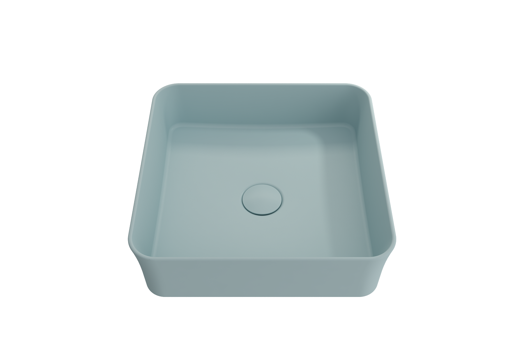 BOCCHI Sottile 15" Square Vessel Fireclay Bathroom Sink, Matte Ice Blue, 1477-029-0125
