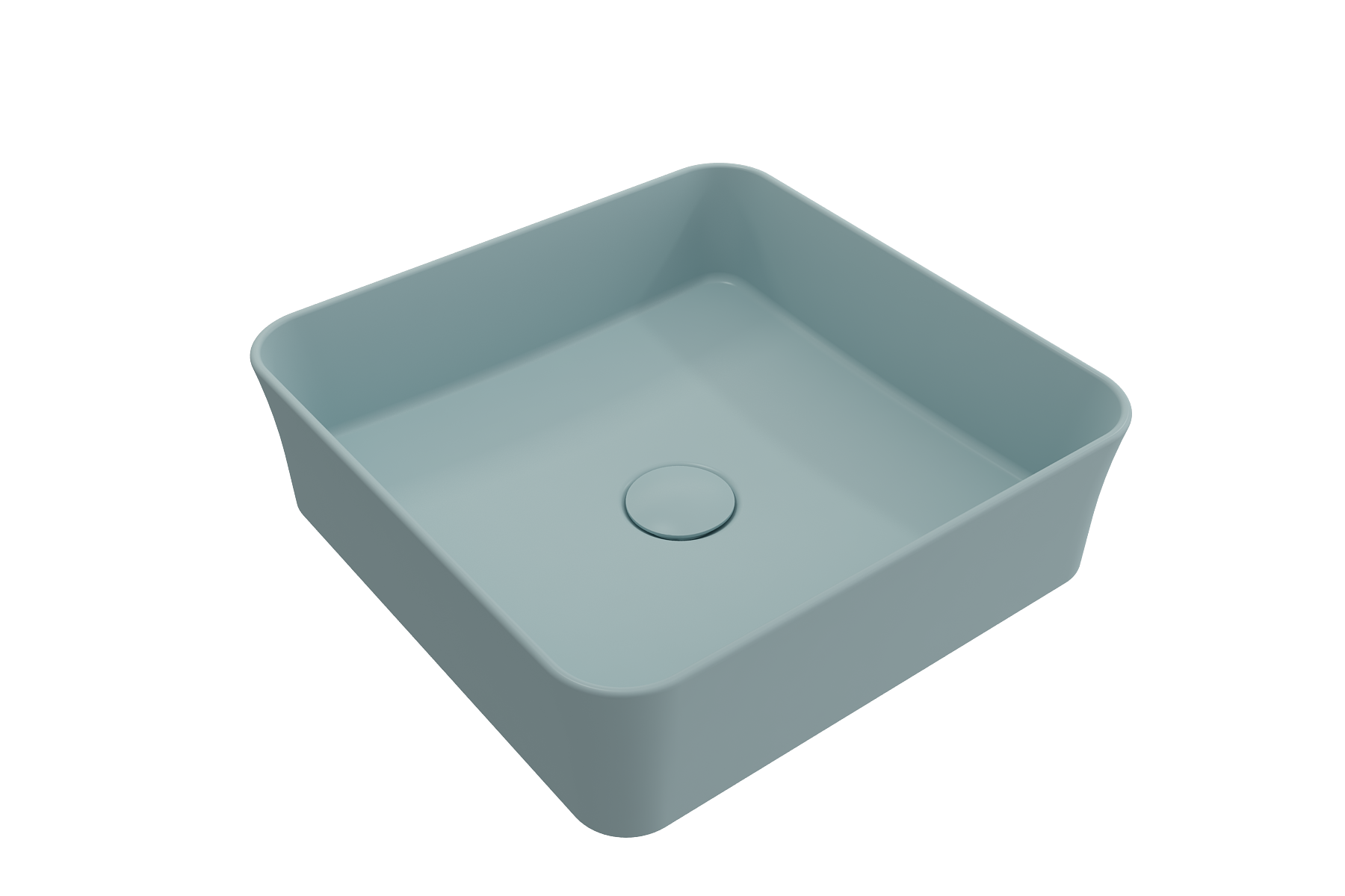 BOCCHI Sottile 15" Square Vessel Fireclay Bathroom Sink, Matte Ice Blue, 1477-029-0125