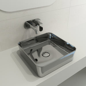 Alternate Image for BOCCHI Sottile 15" Square Vessel Fireclay Bathroom Sink, Platinum, 1477-401-0125