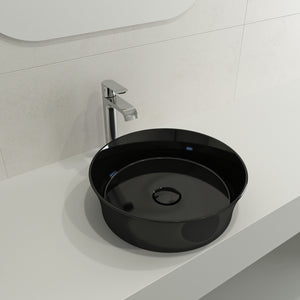 Alternate Image for BOCCHI Sottile 15" Round Vessel Fireclay Bathroom Sink, Black, 1478-005-0125