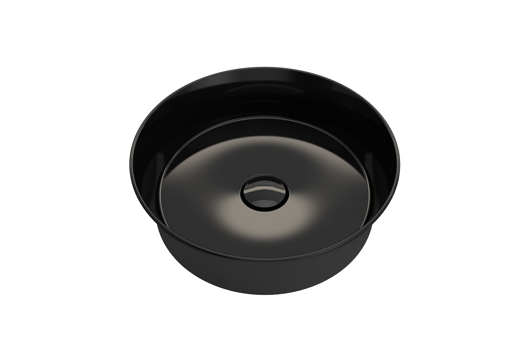 BOCCHI Sottile 15" Round Vessel Fireclay Bathroom Sink, Black, 1478-005-0125