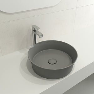 Alternate Image for BOCCHI Sottile 15" Round Vessel Fireclay Bathroom Sink, Matte Gray, 1478-006-0125