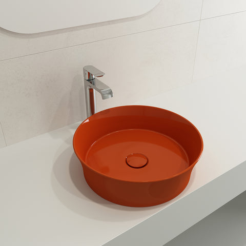 BOCCHI Sottile 15" Round Vessel Fireclay Bathroom Sink, Orange, 1478-012-0125