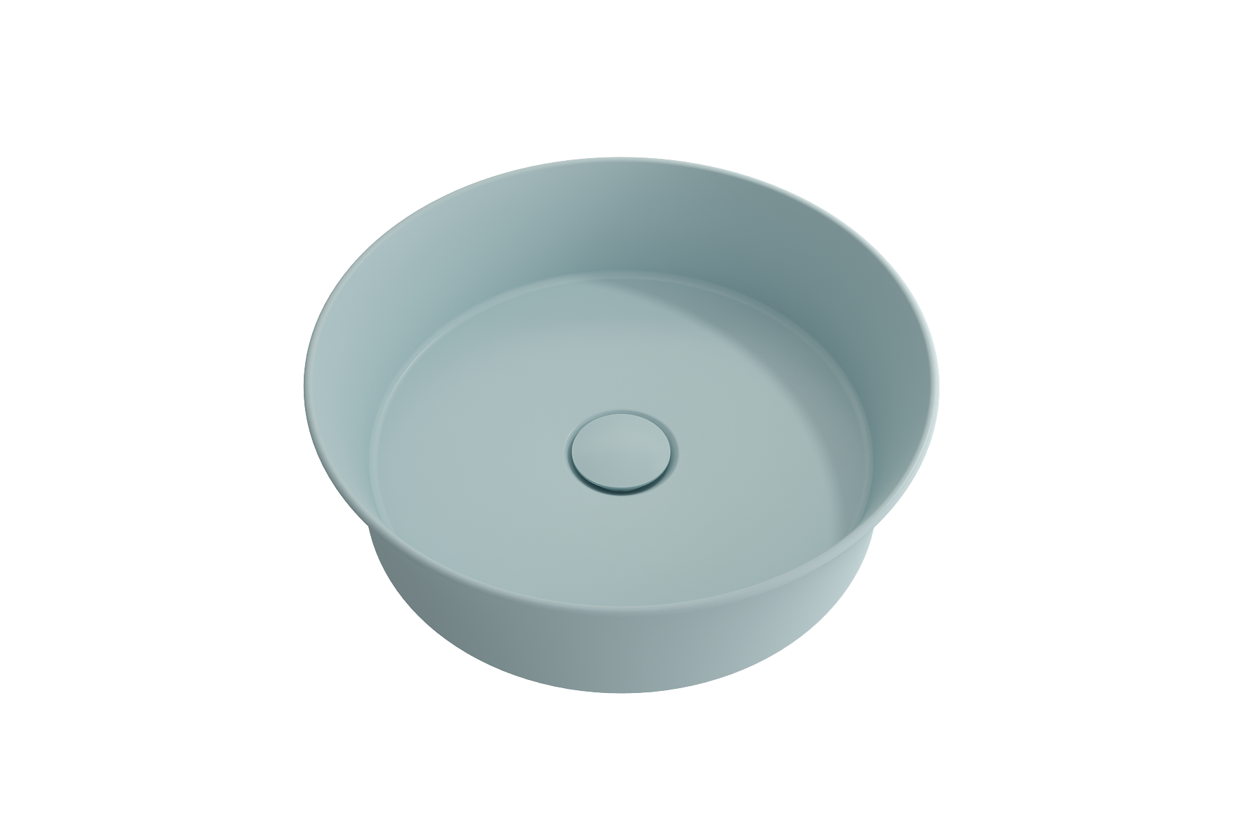 BOCCHI Sottile 15" Round Vessel Fireclay Bathroom Sink, Matte Ice Blue, 1478-029-0125