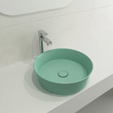 BOCCHI Sottile 15" Round Vessel Fireclay Bathroom Sink, Matte Mint Green, 1478-033-0125