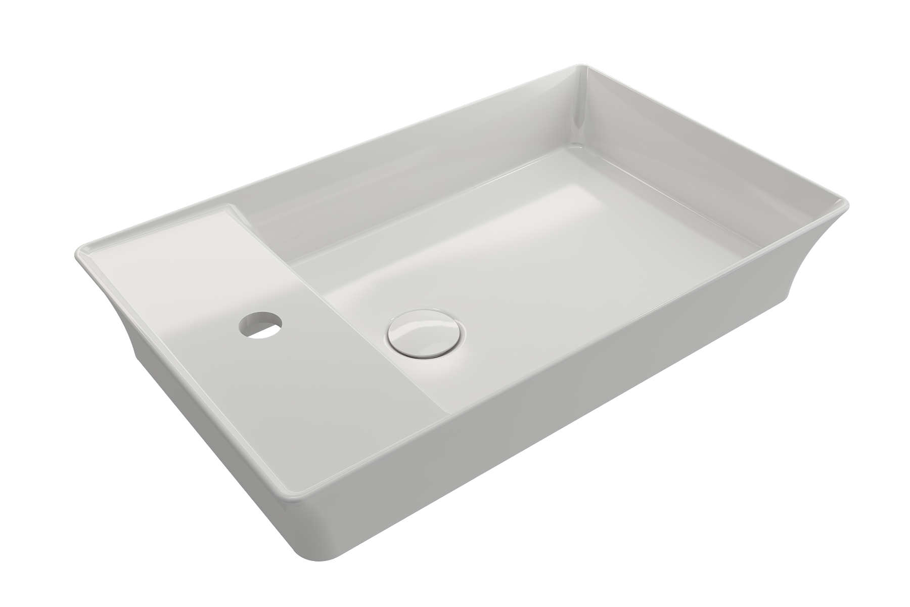 BOCCHI Sottile 24" Rectangle Vessel Fireclay Bathroom Sink, White, Single Faucet Hole, 1479-001-0126