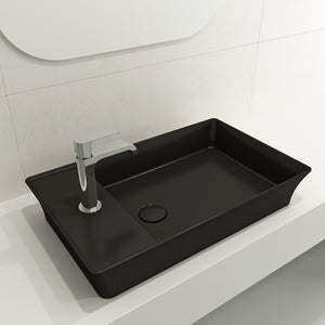 Alternate Image for BOCCHI Sottile 24" Rectangle Vessel Fireclay Bathroom Sink, Matte Black, Single Faucet Hole, 1479-004-0126