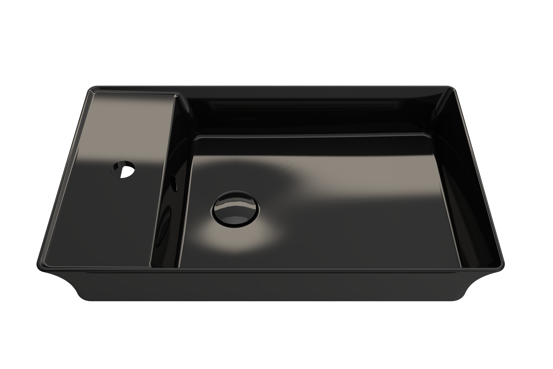 BOCCHI Sottile 24" Rectangle Vessel Fireclay Bathroom Sink, Black, Single Faucet Hole, 1479-005-0126