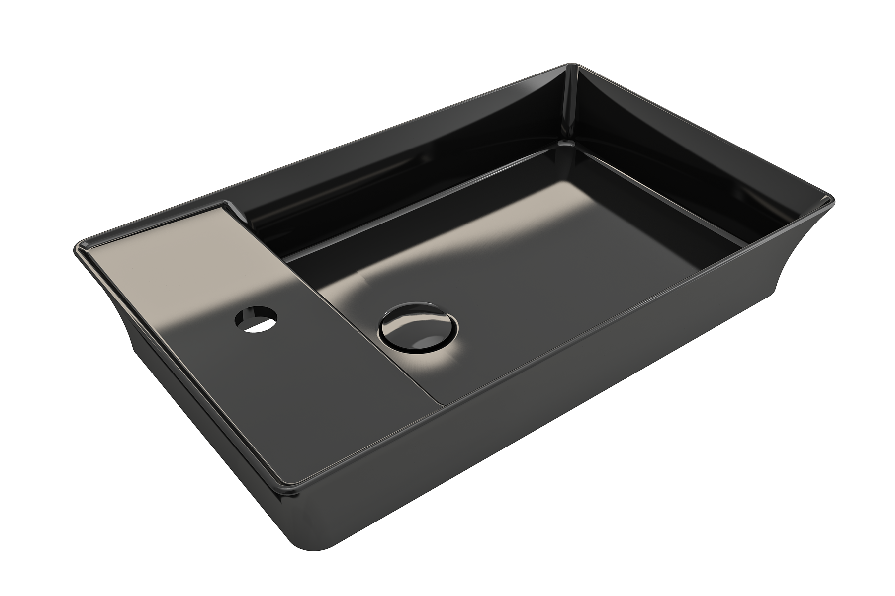 BOCCHI Sottile 24" Rectangle Vessel Fireclay Bathroom Sink, Black, Single Faucet Hole, 1479-005-0126