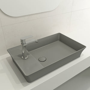 Alternate Image for BOCCHI Sottile 24" Rectangle Vessel Fireclay Bathroom Sink, Matte Gray, Single Faucet Hole, 1479-006-0126