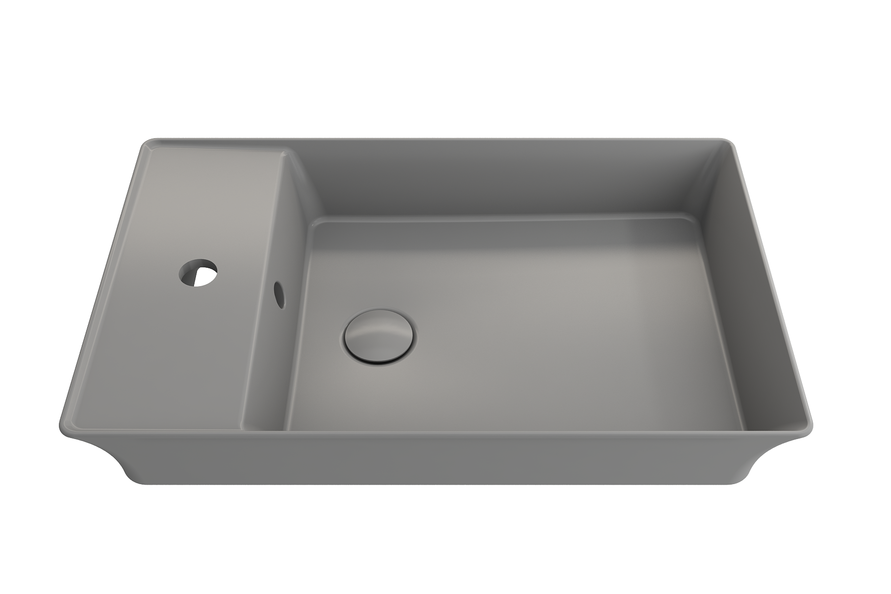 BOCCHI Sottile 24" Rectangle Vessel Fireclay Bathroom Sink, Matte Gray, Single Faucet Hole, 1479-006-0126